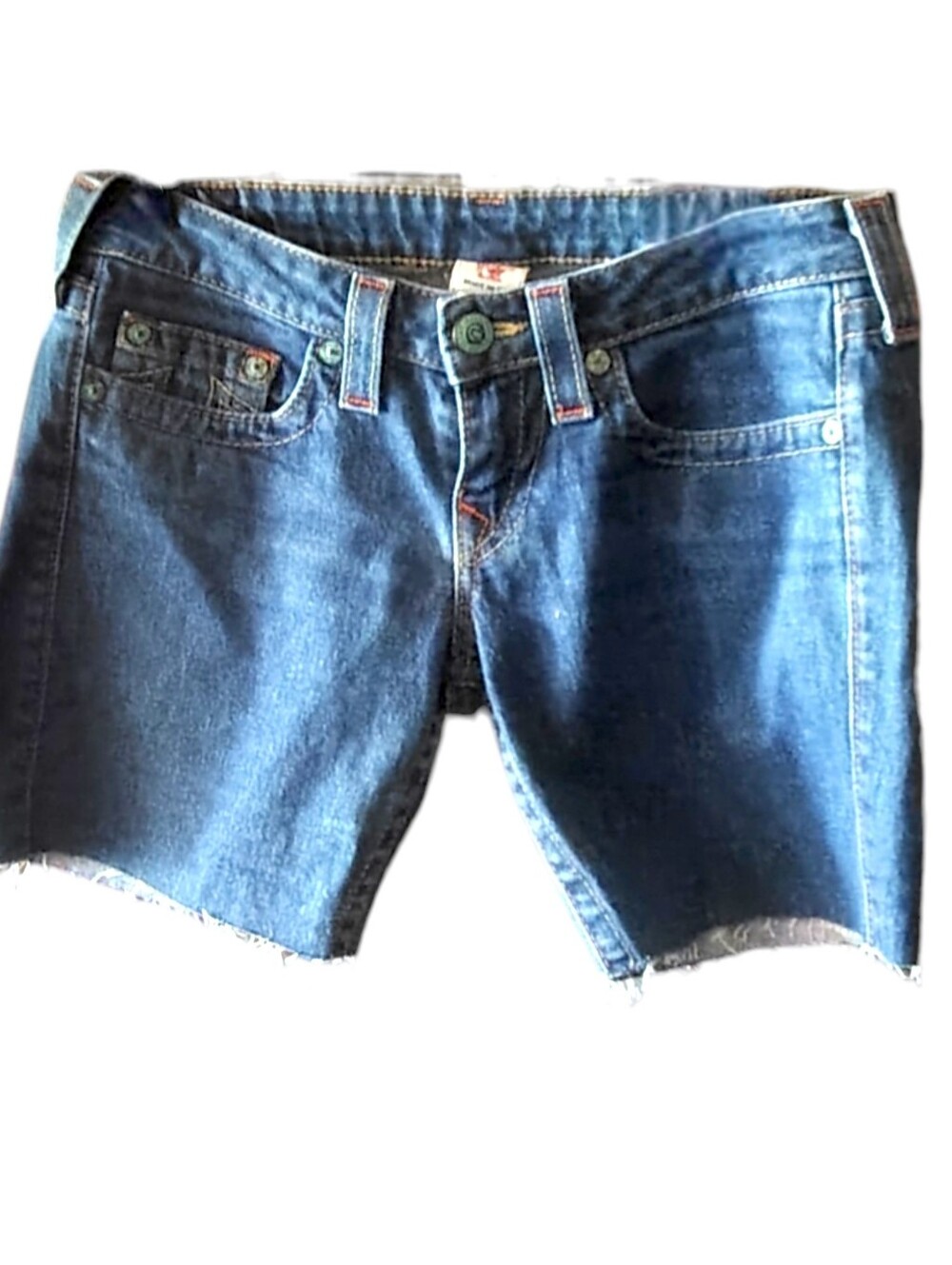 True Religion Cut Off Denim Shorts Women's 29 Blue Low Rise USA Y2K